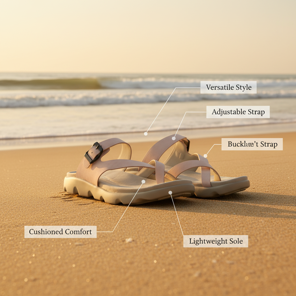 Daflexi Adjustable Strap Comfort Sandals for Women| Lightweight Cushioned Everyday Wear| 9101
