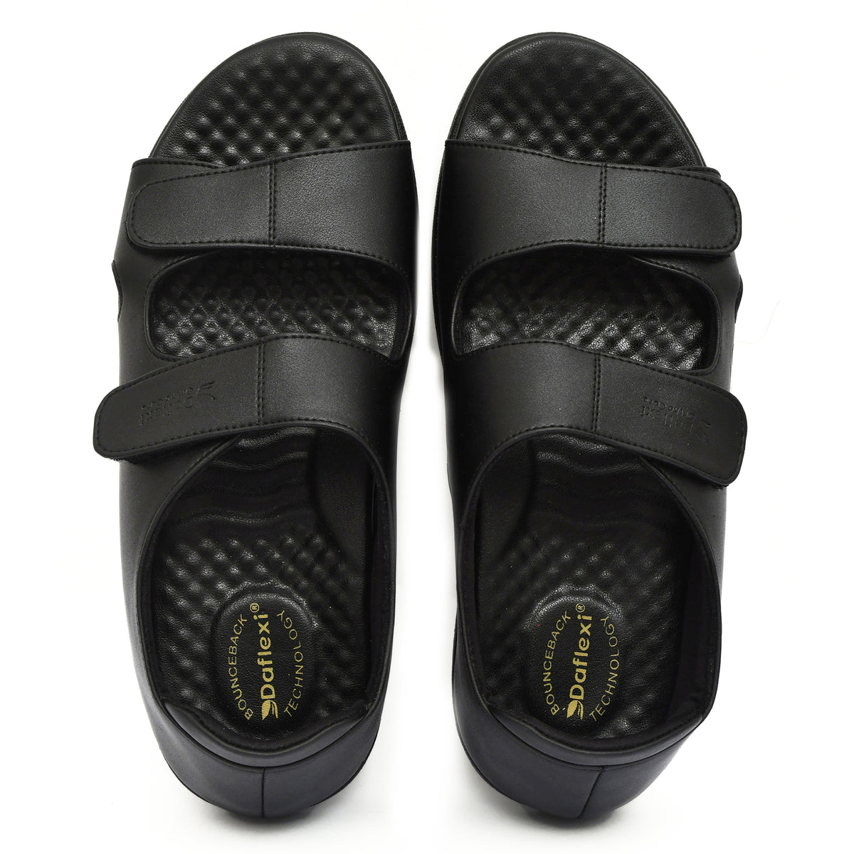 Daflexi Men’s Orthopedic Diabetic Sandals Black | Comfortable Velcro Dual Strap Adjustable Footwear