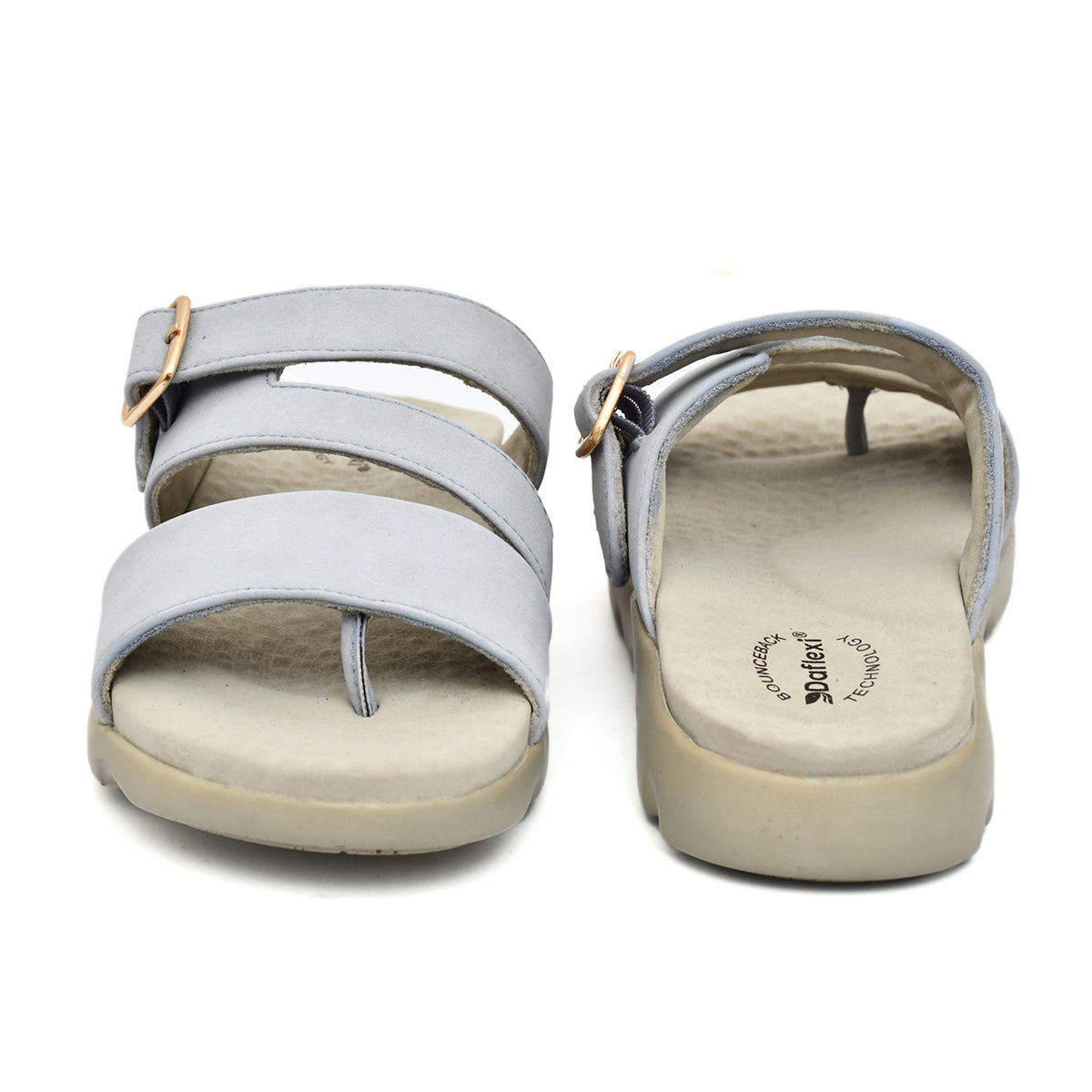 Daflexi Women’s Double Strap Comfort Slipper| Cushioned Slip-On Slides with Adjustable Buckle | 9104