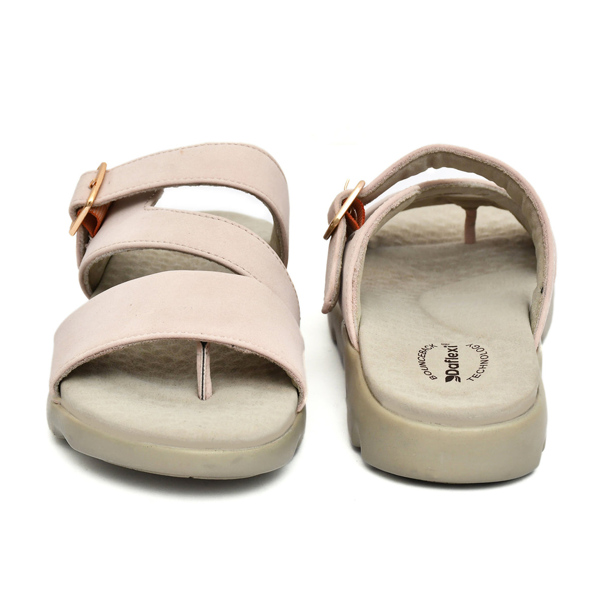 Daflexi Women’s Double Strap Comfort Slipper| Cushioned Slip-On Slides with Adjustable Buckle | 9104