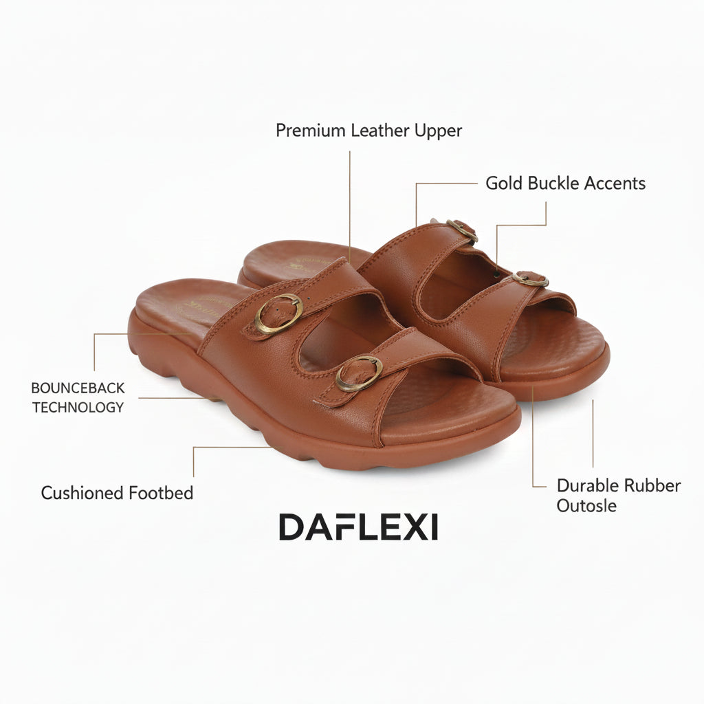 Daflexi Women's Casual Double Strap Slippers | 9103