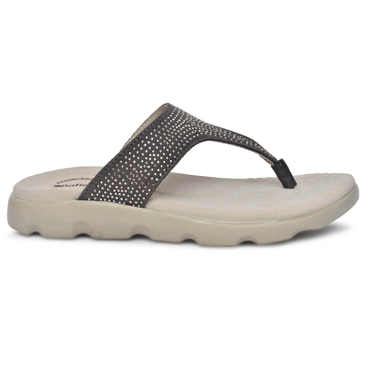 Daflexi Women's Stone Studded Toe-Ring Slippers | 9106