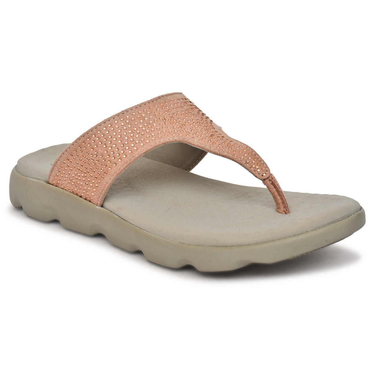 Daflexi Women's Stone Studded Toe-Ring Slippers | 9106